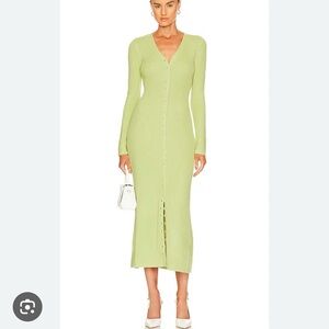 LPA Light Green Long Sleeve Maxi Sweater Dress